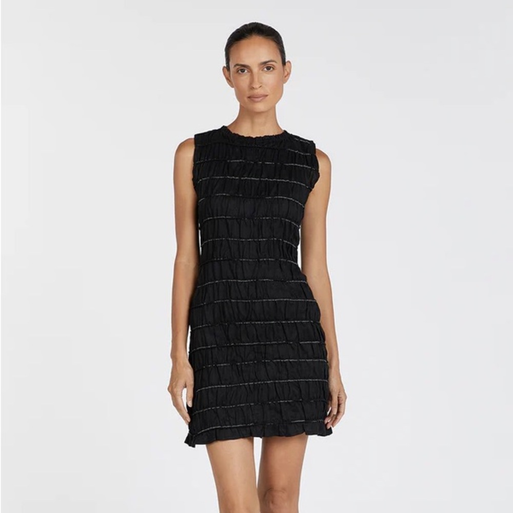 DISSH Davina Black Shirred Mini Dress